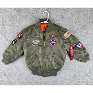 ALPHA INDUSTRIES MA-1 Flight Bomber Aviation Jacket Top Gun Kids 4T Olive Green